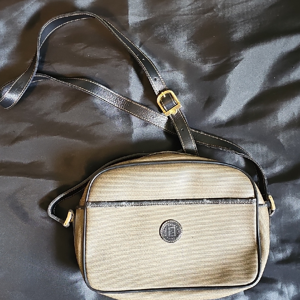 FENDI Vintage Leather-Trimmed Crossbody